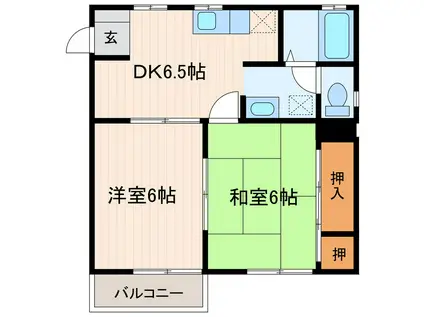 ホワイトパレ(2DK/1階)の間取り写真