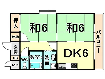 サンフォレスト塚口(2LDK/3階)の間取り写真