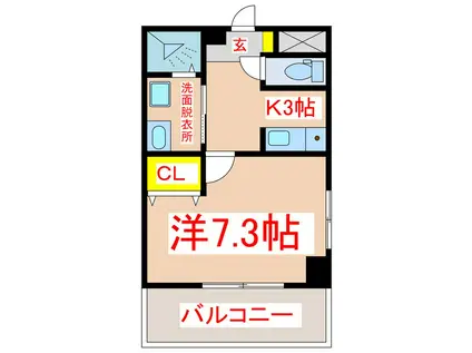 リーブルNAGATA(1K/2階)の間取り写真