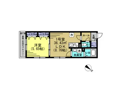 アセンディア成田(1LDK/3階)の間取り写真