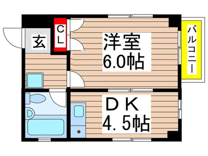 サニープラッツ(1DK/2階)の間取り写真