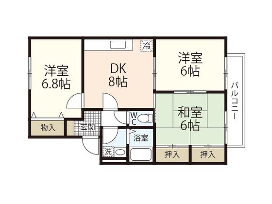 セジュール相田B棟(3DK/2階)の間取り写真