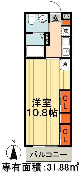 リブリ・CASA TRES(1K/1階)の間取り写真