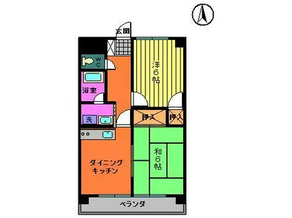 セントグレイスフナイシ(2DK/2階)の間取り写真