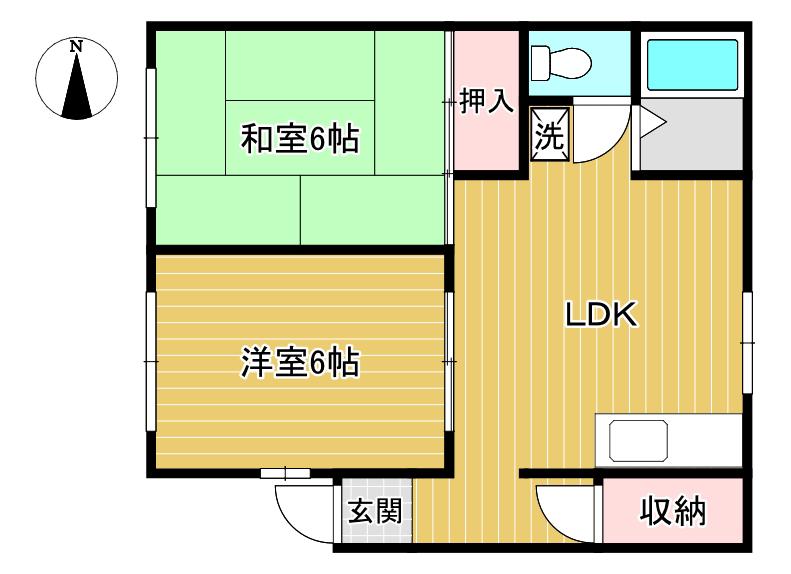 CHERRY HOUSE II(2DK/1階)の間取り写真