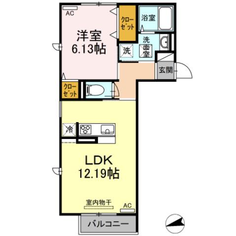 グランドウィン京(1LDK/2階)の間取り写真