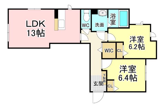 フレシール柳町(2LDK/1階)の間取り写真
