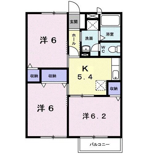 リバティヒルズA(3DK/2階)の間取り写真