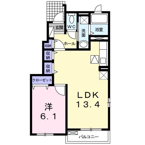 セレノ・デーア(1LDK/1階)の間取り写真