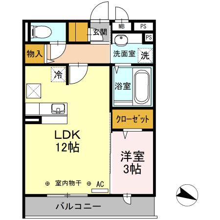 REGALO(1LDK/1階)の間取り写真