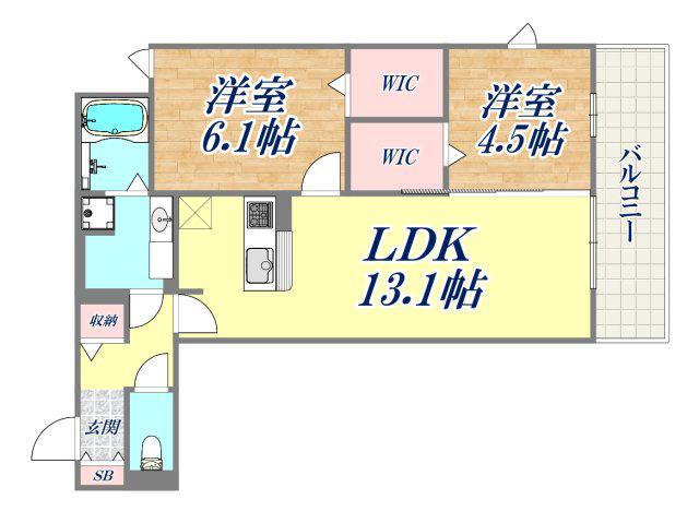 オルテンシア魚崎中町(2LDK/1階)の間取り写真