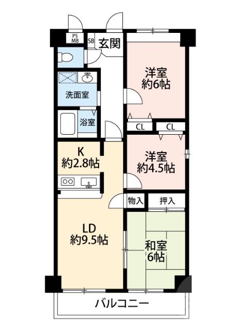メゾンドール南千里(2SLDK/5階)の間取り写真