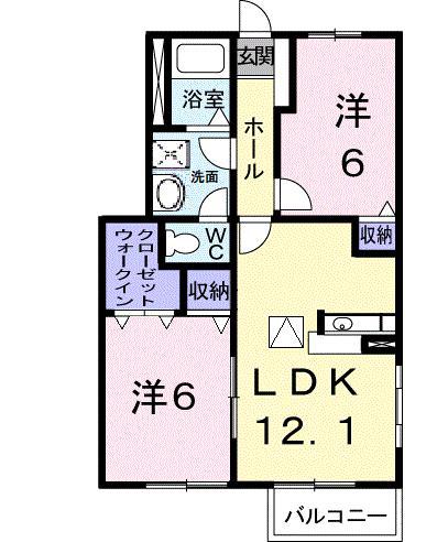 センチュリ-21I(2LDK/1階)の間取り写真
