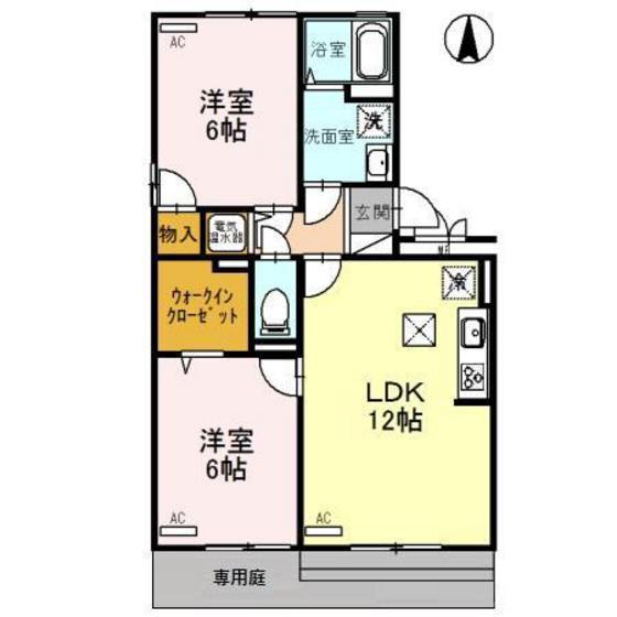 F.T.ビレッジ A(2LDK/1階)の間取り写真
