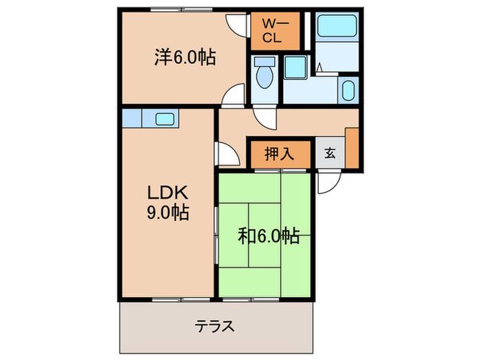 エトワール野間(2LDK/1階)の間取り写真
