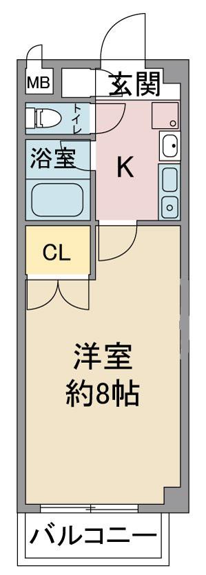 レージュ松原(1K/2階)の間取り写真