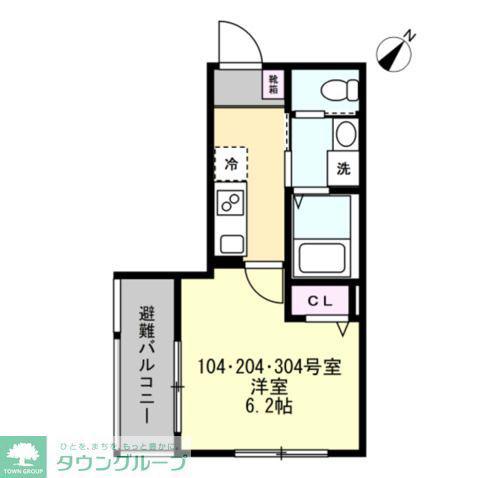 ベイルーム小田急相模原(1K/3階)の間取り写真
