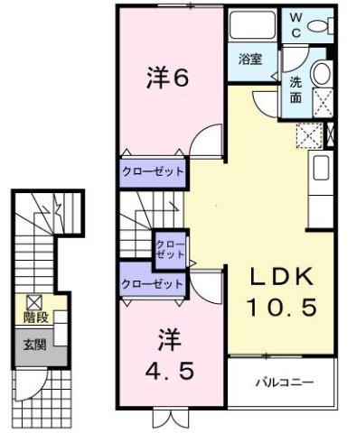 イストワールII(2LDK/2階)の間取り写真