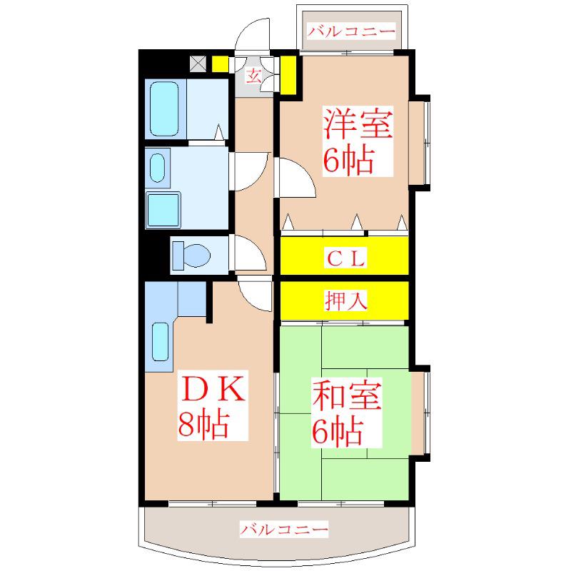 レティツィア光風(2DK/1階)の間取り写真