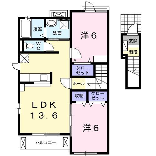 アリエッタI(2LDK/2階)の間取り写真