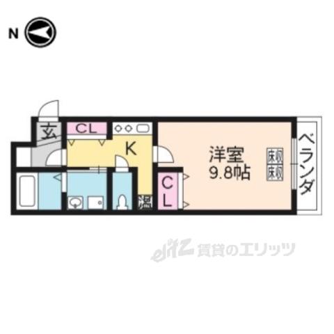 エクラン二条城(1K/3階)の間取り写真