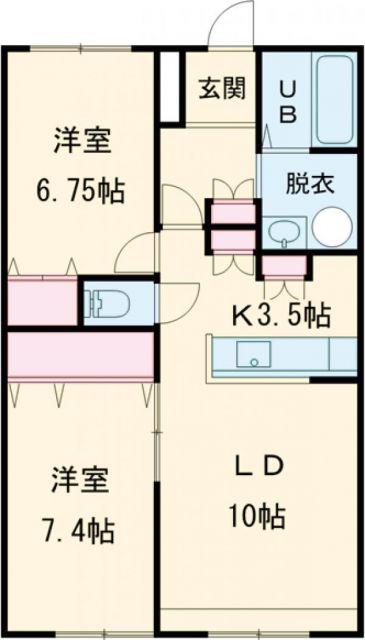 グランベリー(2LDK/2階)の間取り写真
