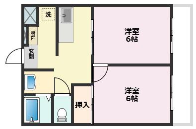 さくらハイツ篠山(2K/2階)の間取り写真