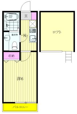 マーベラス新宿若葉(1K/2階)の間取り写真