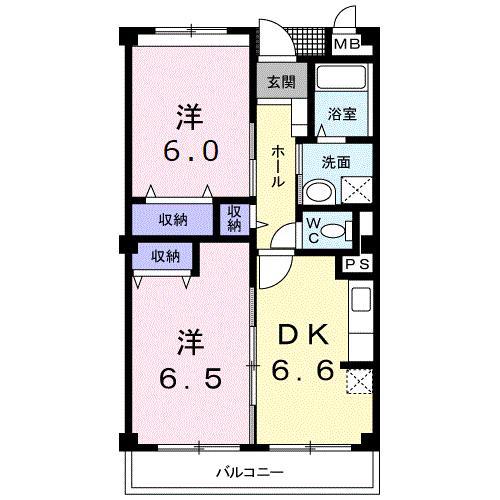 ポポラーレ(2DK/3階)の間取り写真