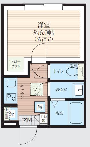 SOIE SOUND 新松戸(1K/2階)の間取り写真