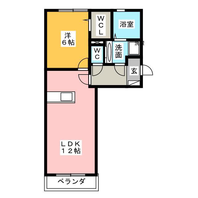 ブリーゼ C棟(1LDK/1階)の間取り写真