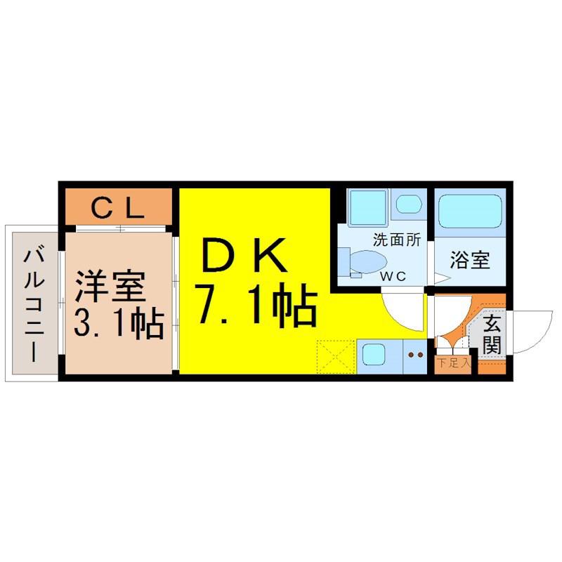 エトワール大曽根(1DK/3階)の間取り写真