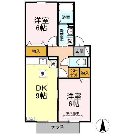 メゾンHAYAKAWA(2DK/1階)の間取り写真