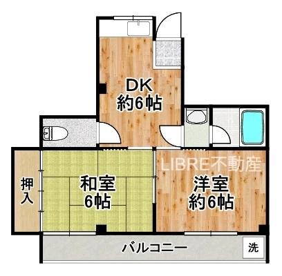 広瀬ハイツ(2DK/2階)の間取り写真