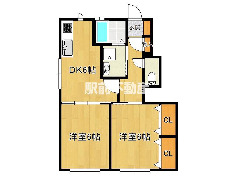 マーチン・ブランシェC(2DK/1階)の間取り写真