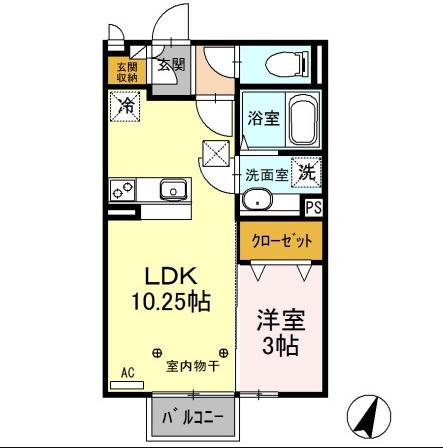 ルミエールF(1LDK/1階)の間取り写真