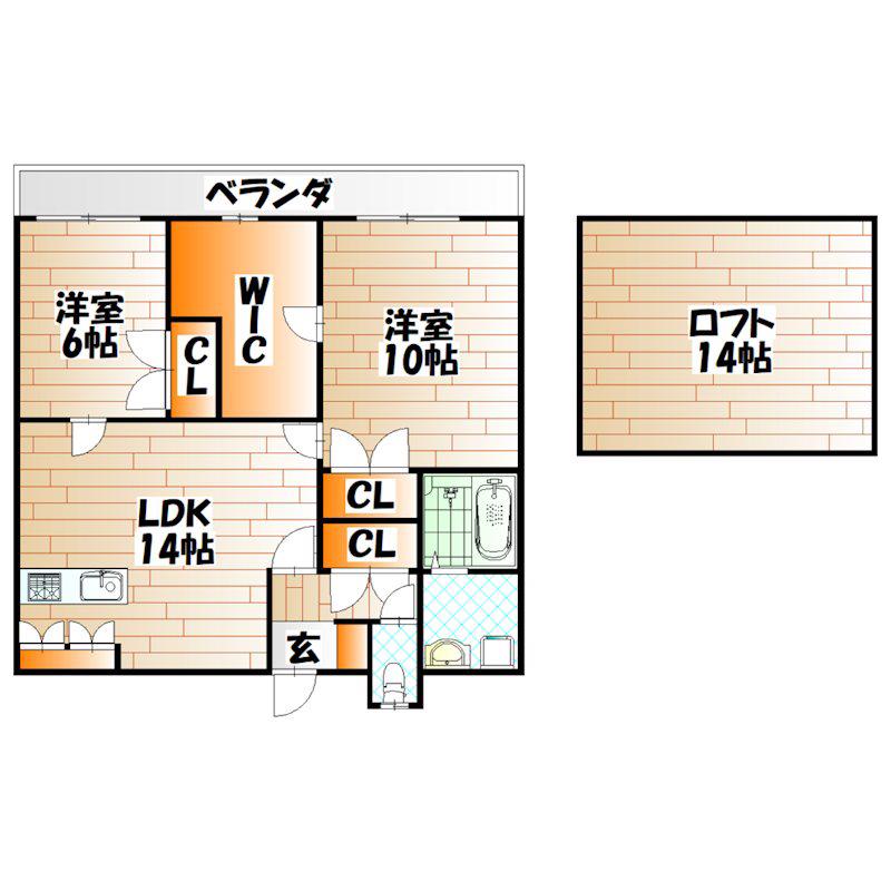 メゾン妙見(2LDK/6階)の間取り写真