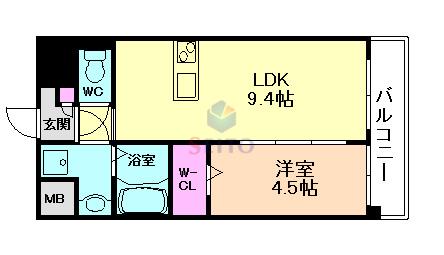 第22関根マンション(1LDK/6階)の間取り写真