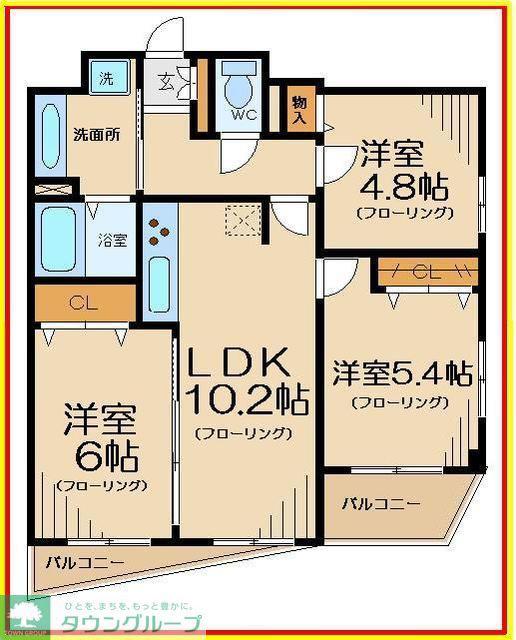 セイガステージ分倍河原II(3LDK/4階)の間取り写真