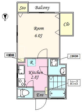 地蔵坂コーポ(1K/2階)の間取り写真