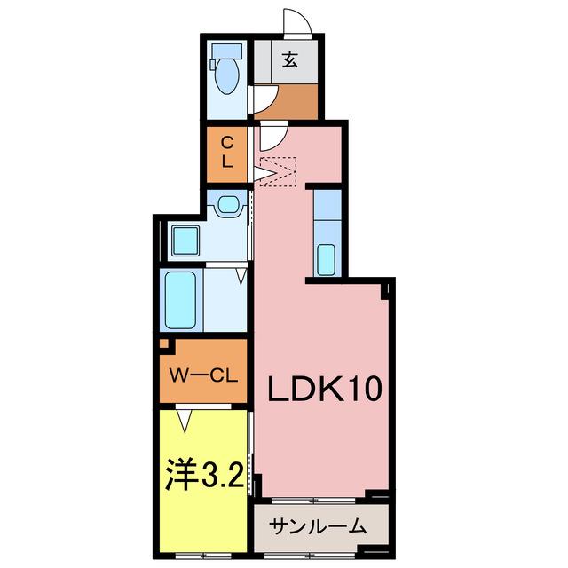 エスポワール池浦(1LDK/1階)の間取り写真