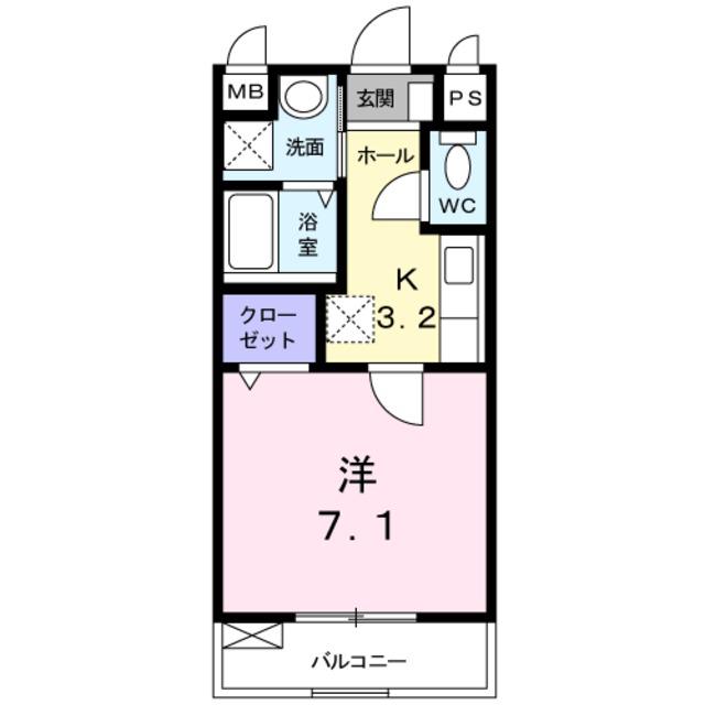 プレステージ太秦(1K/1階)の間取り写真