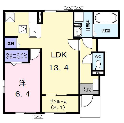 カンファタブルKI(1LDK/1階)の間取り写真