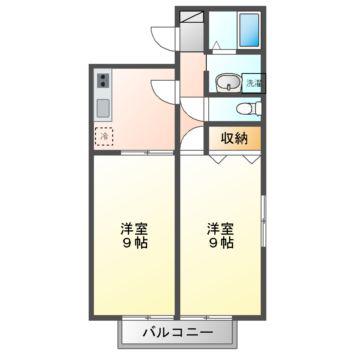 岩田ハイツIII(2DK/2階)の間取り写真