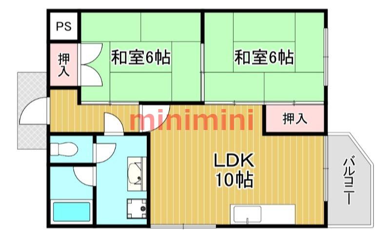 田中マンション(2LDK/1階)の間取り写真