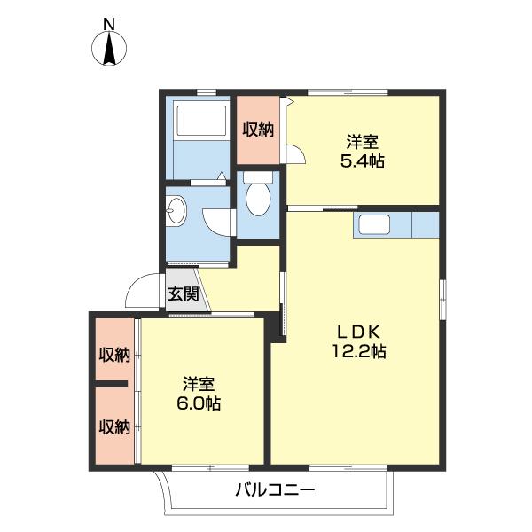 JR和歌山線 妙寺駅 徒歩5分 2階建 築25年(2LDK/2階)の間取り写真