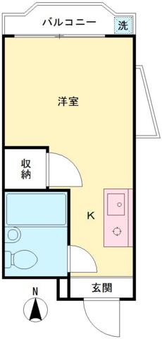 キャトルセゾン橋本(ワンルーム/4階)の間取り写真