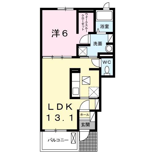 アンソレイユ(1LDK/1階)の間取り写真