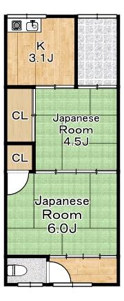 泉南文化(2K/2階)の間取り写真