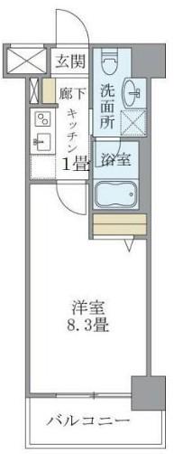 COURS(1K/9階)の間取り写真